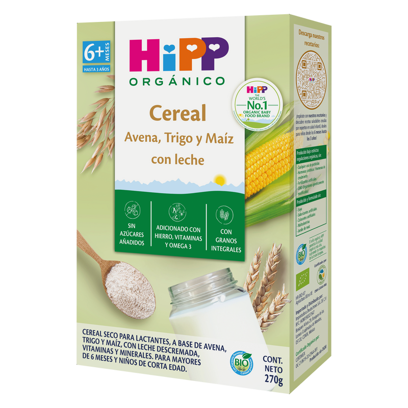 Cereal HiPP Orgánico: Avena, Trigo, Maíz