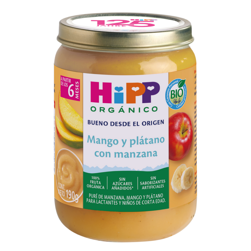 HiPP - 6 pack - Papilla Orgánica de Mango y Plátano con Manzana