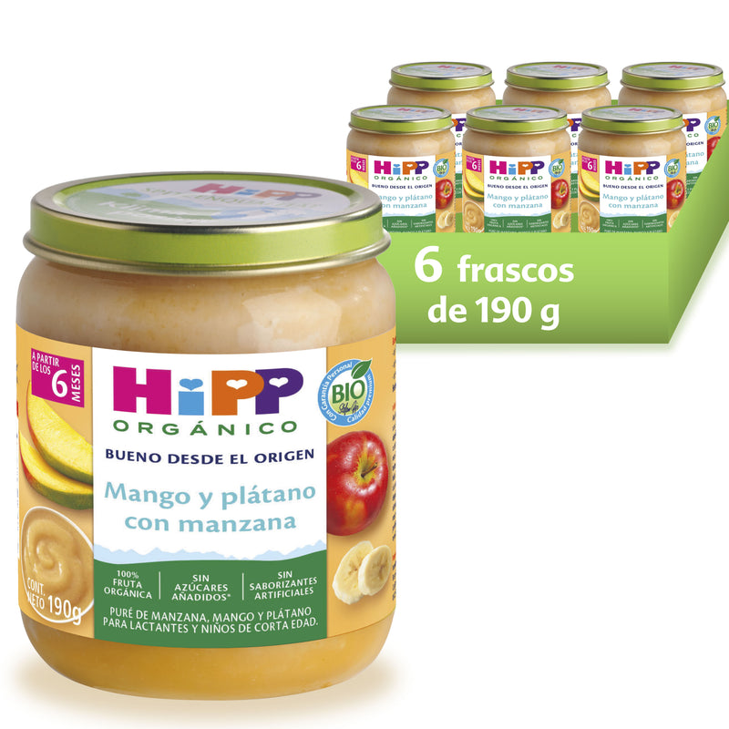 HiPP - 6 pack - Papilla Orgánica de Mango y Plátano con Manzana