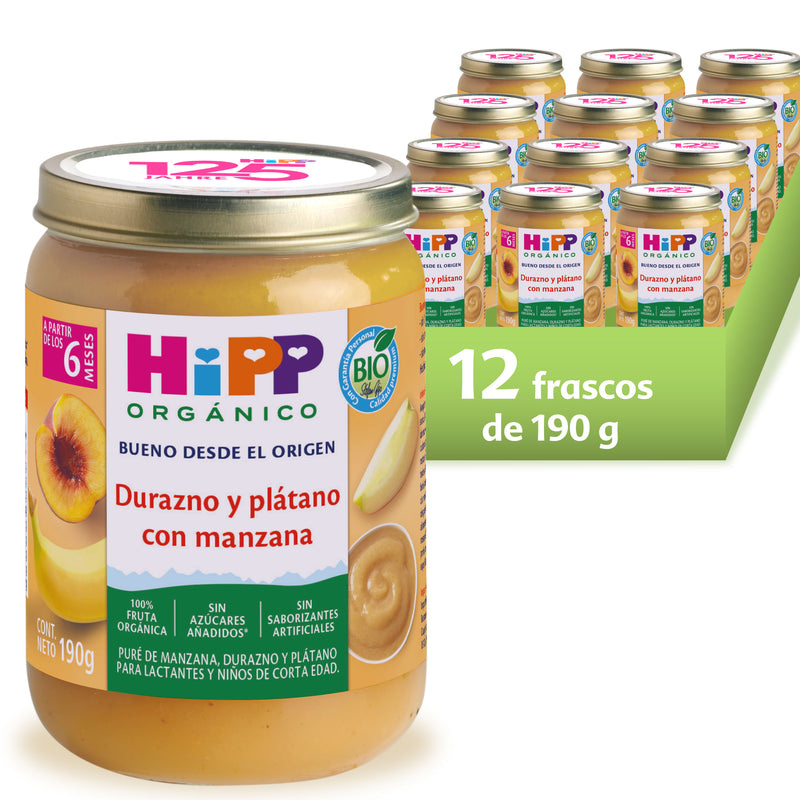 HiPP - Papilla Orgánica de Durazno y Plátano con Manzana