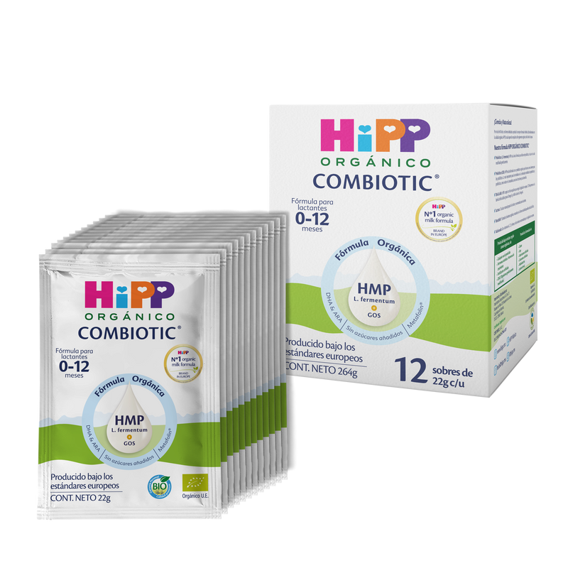 HiPP - Travel Pack 12 sobres (22g c/u) - Fórmula HiPP Orgánico Combiotic Etapa 0 a 12 meses