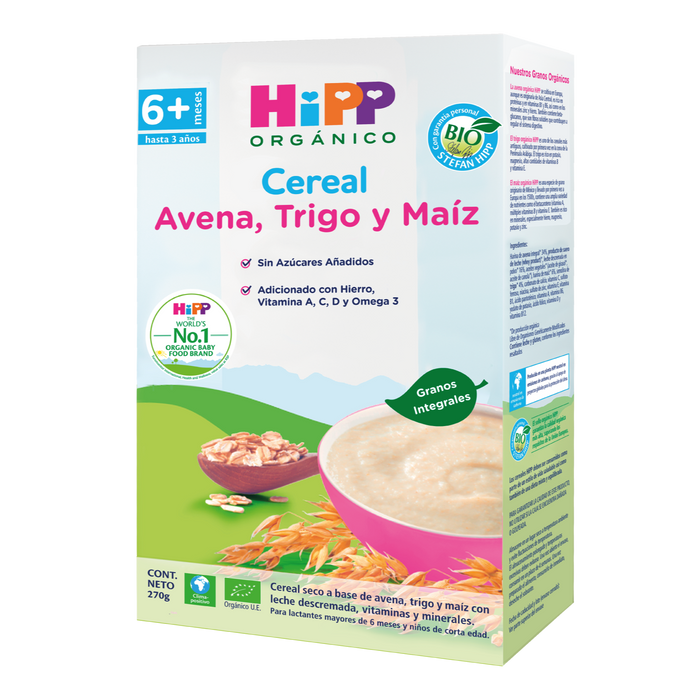 Cereal HiPP Orgánico: Avena, Trigo, Maíz