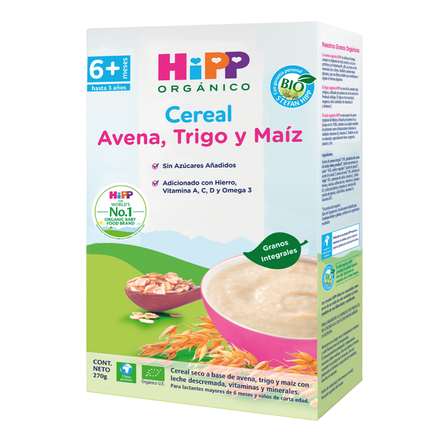 Cereal HiPP Orgánico: Avena, Trigo, Maíz