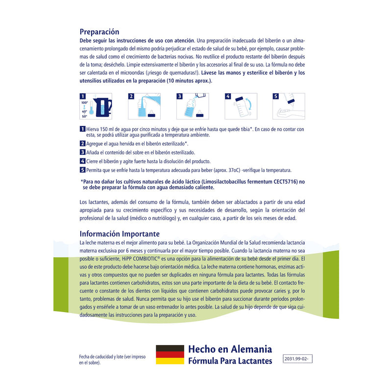 HiPP - Travel Pack 12 sobres (22g c/u) - Fórmula HiPP Orgánico Combiotic 0-12 meses