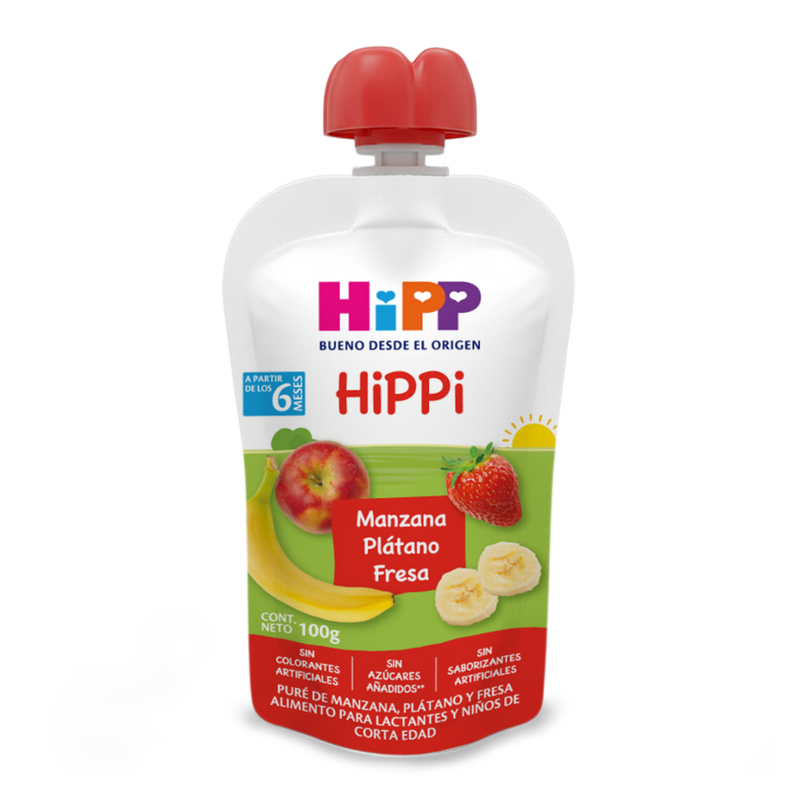HiPP - Pouch Papilla Fresa, Plátano y Manzana
