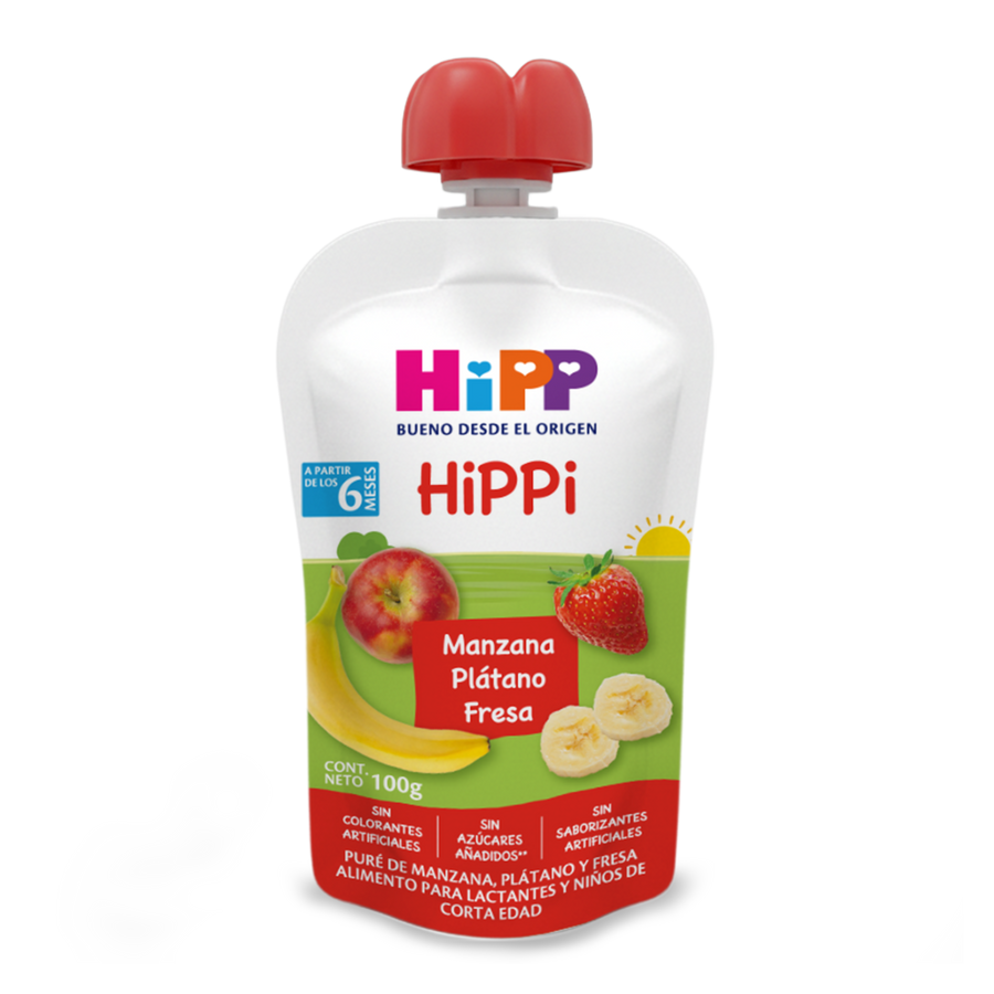 HiPP - Pouch Papilla Fresa, Plátano y Manzana
