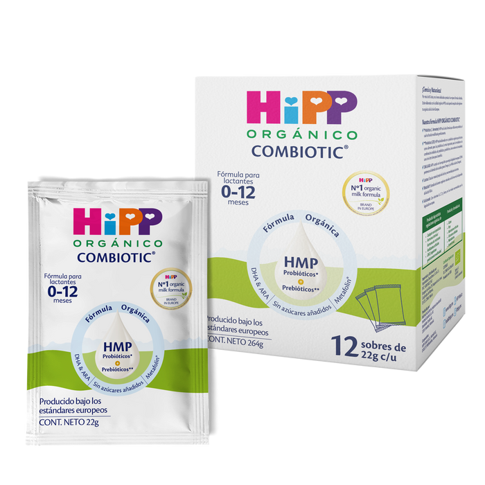 HiPP - Travel Pack 12 sobres (22g c/u) - Fórmula HiPP Orgánico Combiotic 0-12 meses