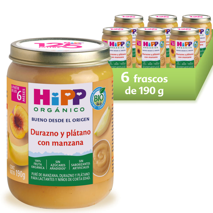 HiPP - Papilla Orgánica de Durazno y Plátano con Manzana