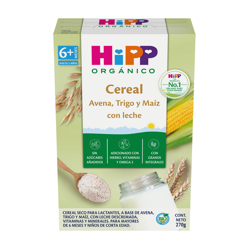 Cereal HiPP Orgánico: Avena, Trigo, Maíz