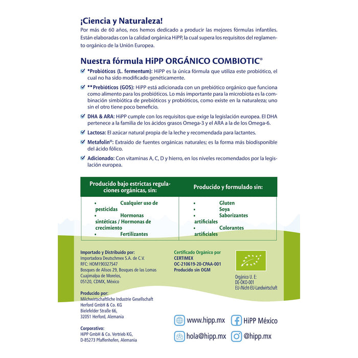 HiPP - Travel Pack 12 sobres (22g c/u) - Fórmula HiPP Orgánico Combiotic 0-12 meses