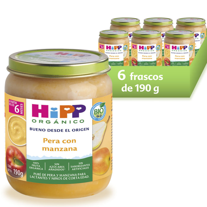 HiPP - 6 Pack - Papilla Orgánica Pera con Manzana
