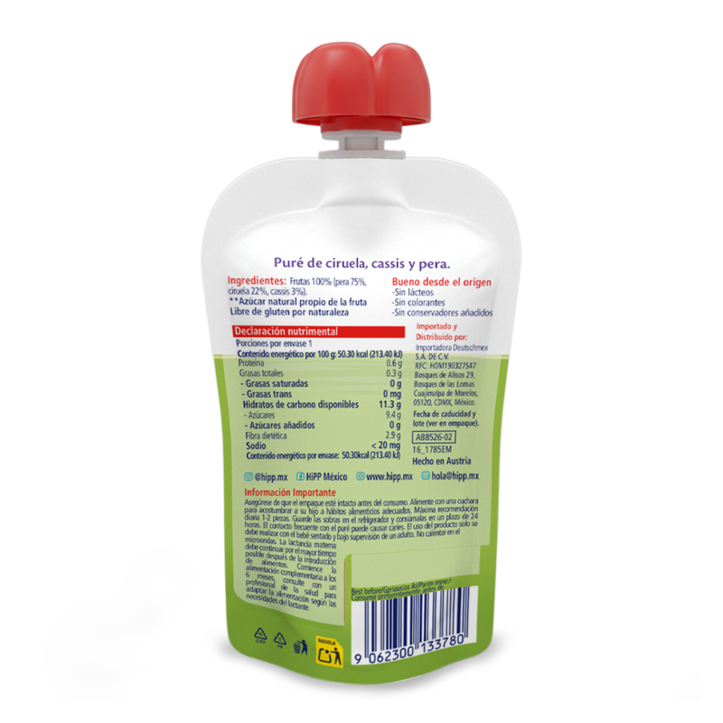 HiPP - Pouch Papilla Ciruela, Cassis y Pera