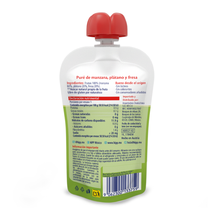 HiPP - Pouch Papilla Fresa, Plátano y Manzana